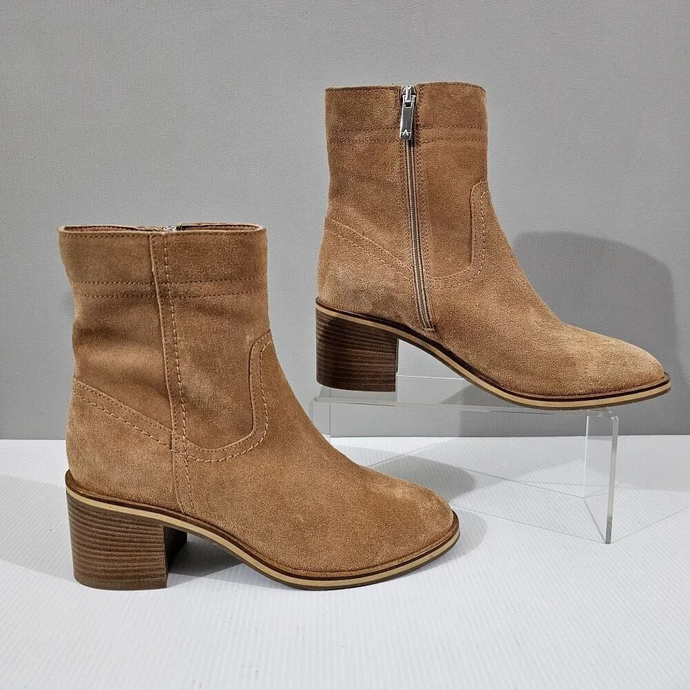 Aquatalia Bellamy Ankle Boot Womens 9.5 Brown Suede Water Resistant Designer NEW